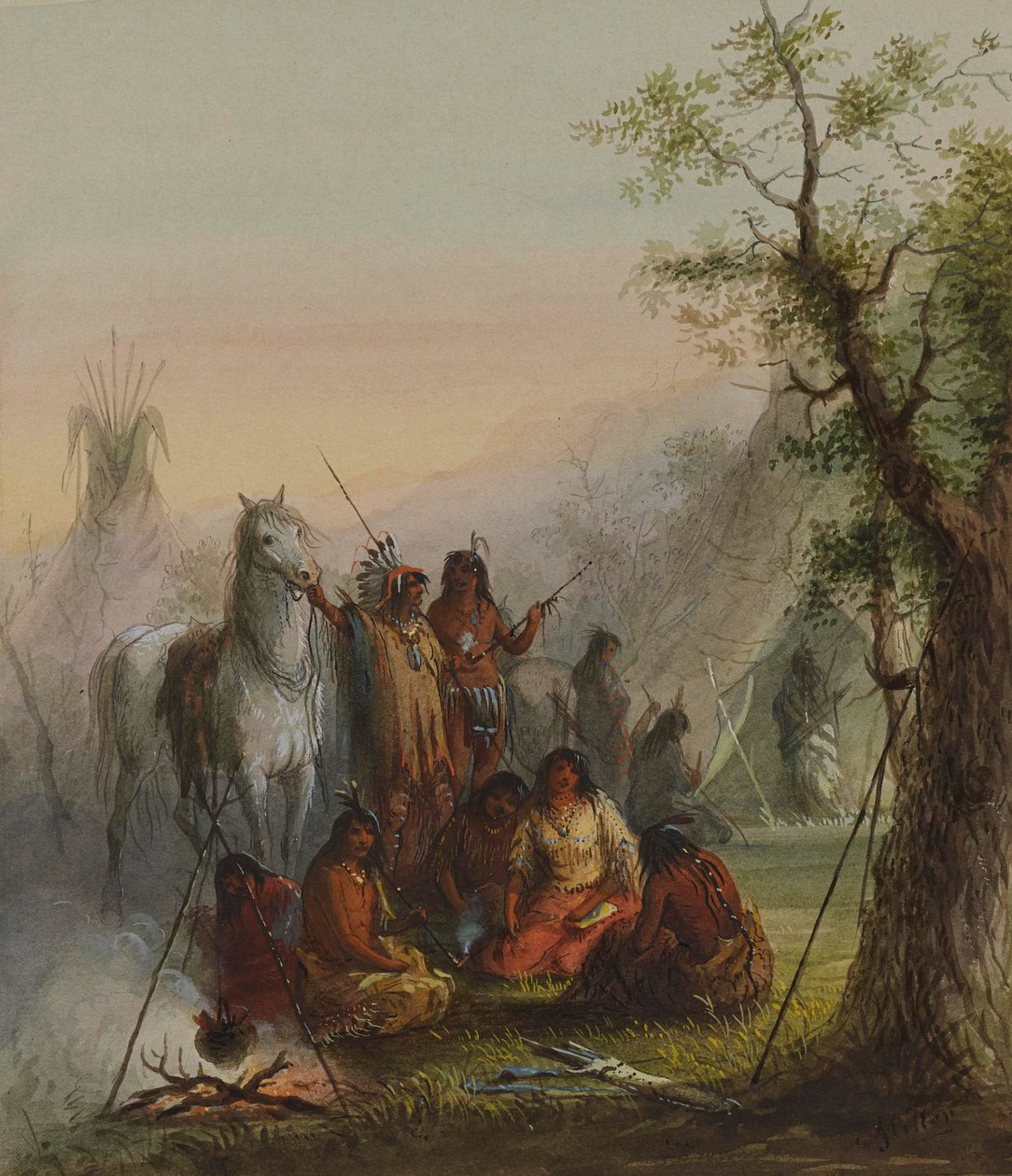 Leir av indianere av Alfred Jacob Miller