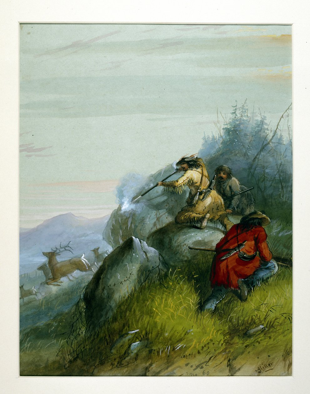 Jakt på wapitihjort i Black Hills av Alfred Jacob Miller