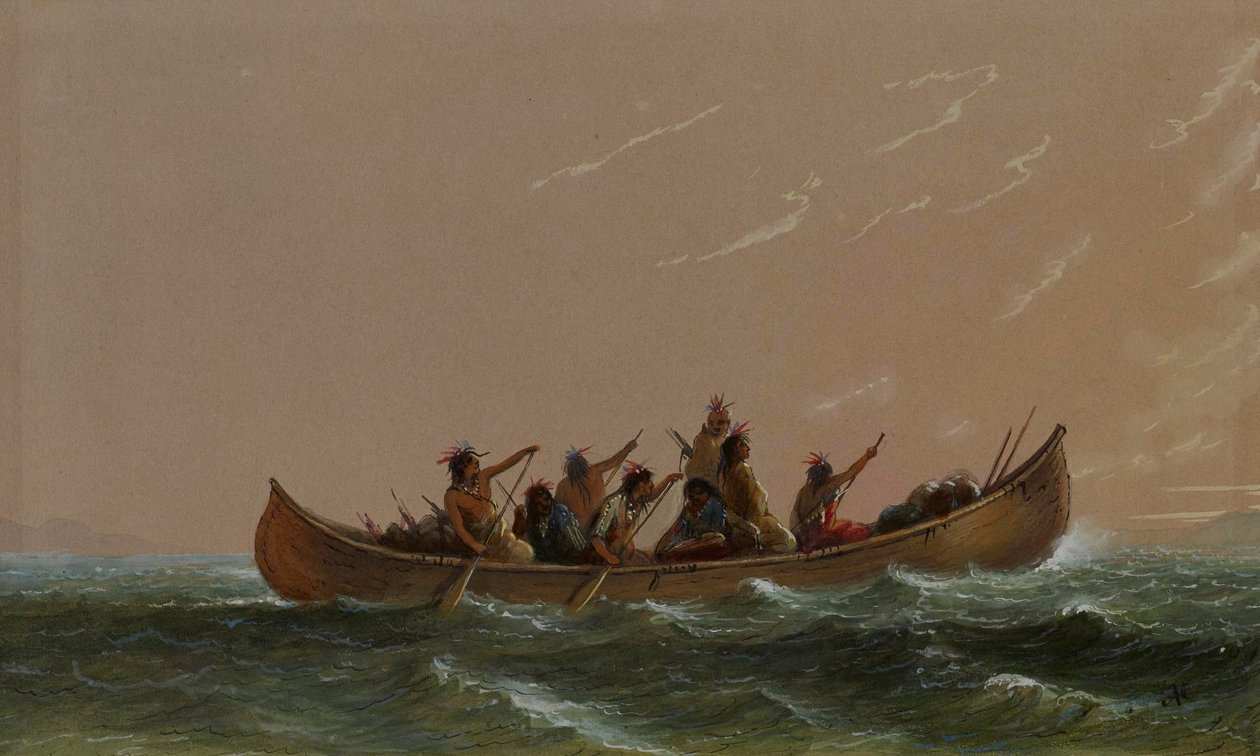 Indisk kano av Alfred Jacob Miller