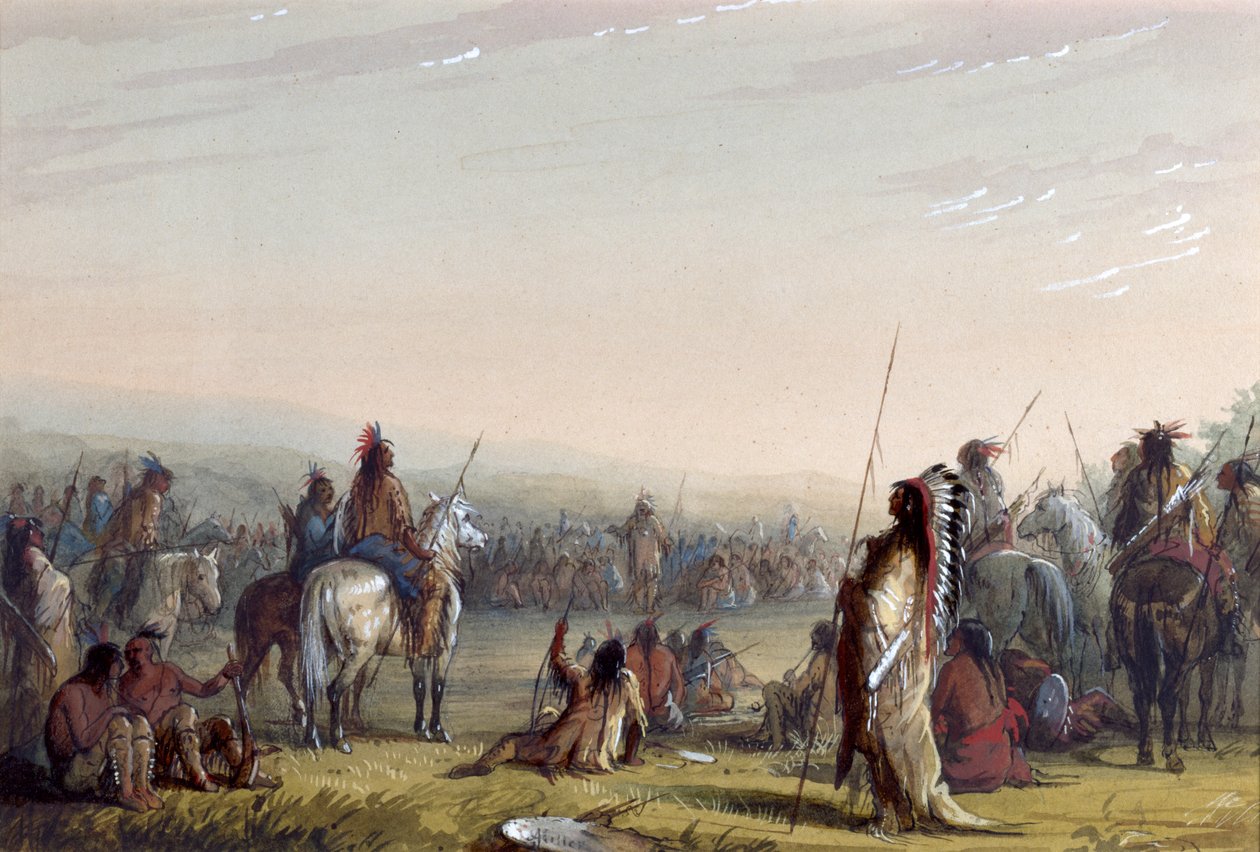 Indiansk råd av Alfred Jacob Miller