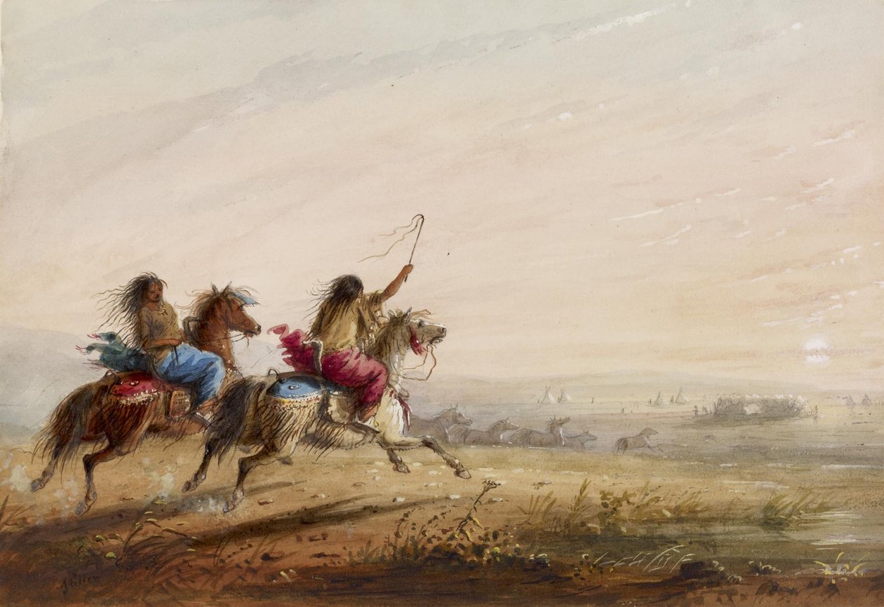 Indianske jenter: kappløp av Alfred Jacob Miller