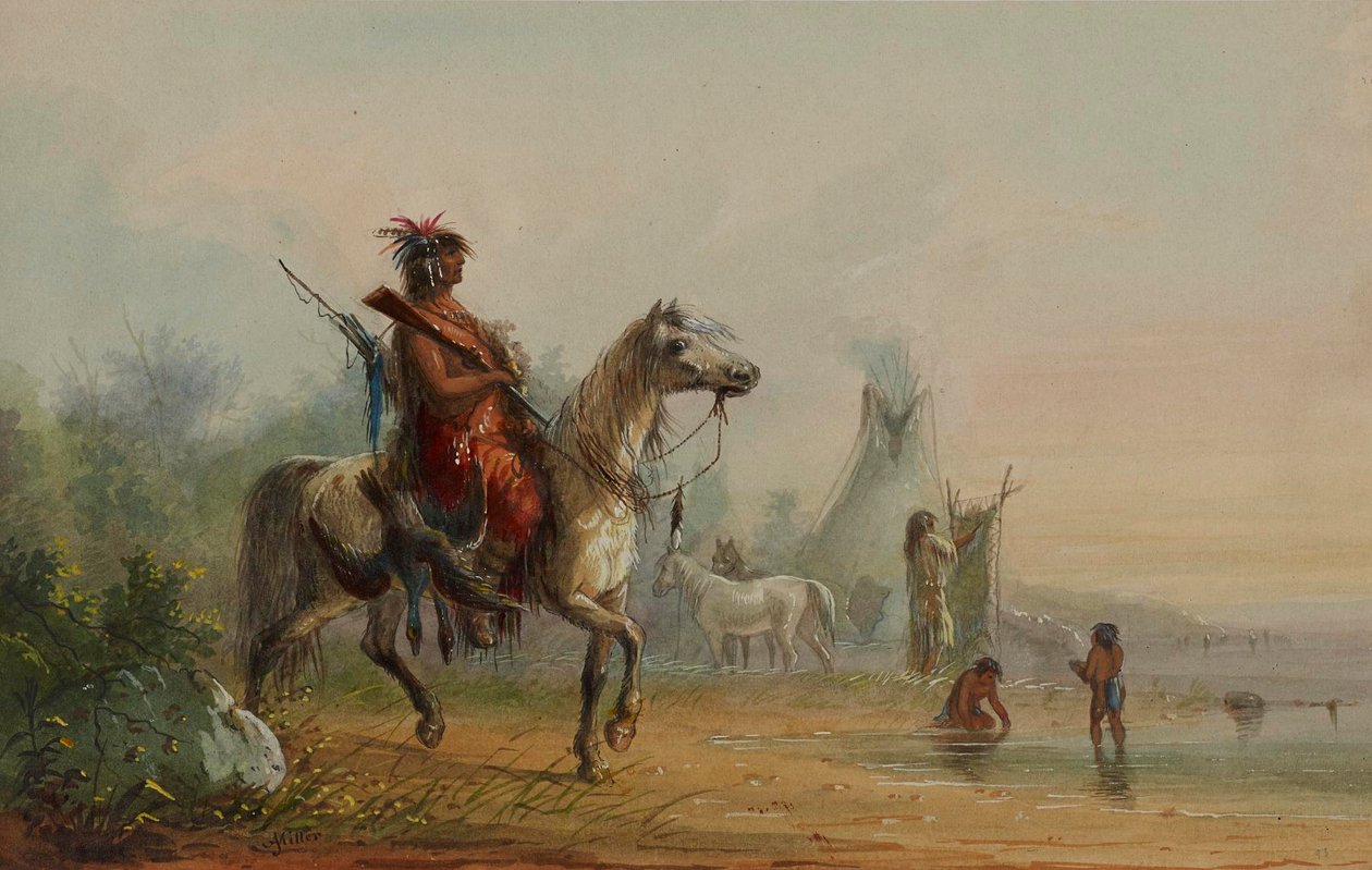 Indianer på vei tilbake til leiren med byttedyr av Alfred Jacob Miller