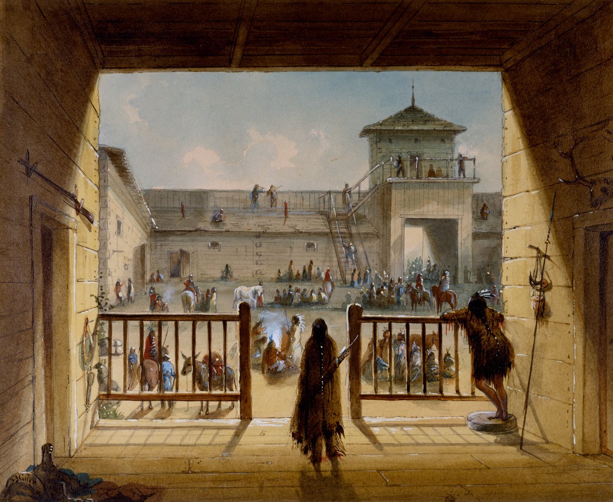 Interiør i Fort Laramie av Alfred Jacob Miller