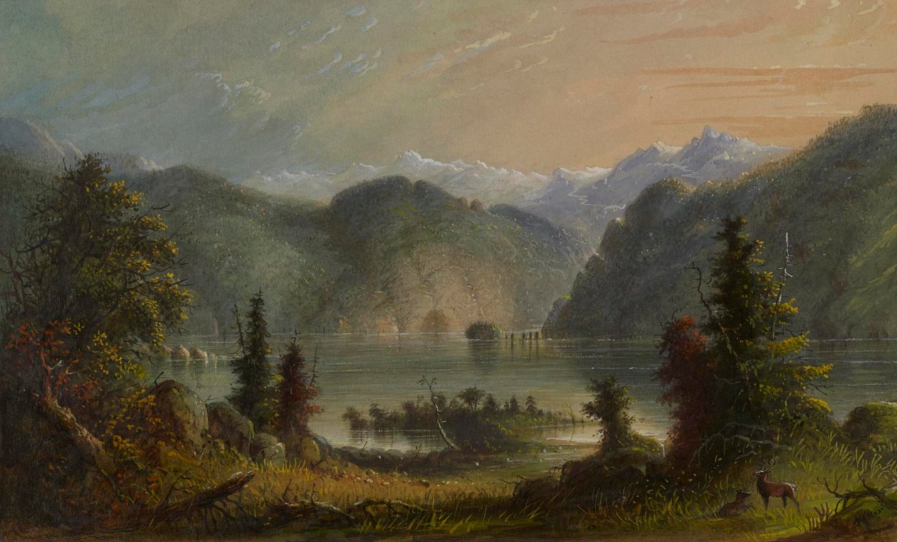 Scene ved innsjøen av Alfred Jacob Miller
