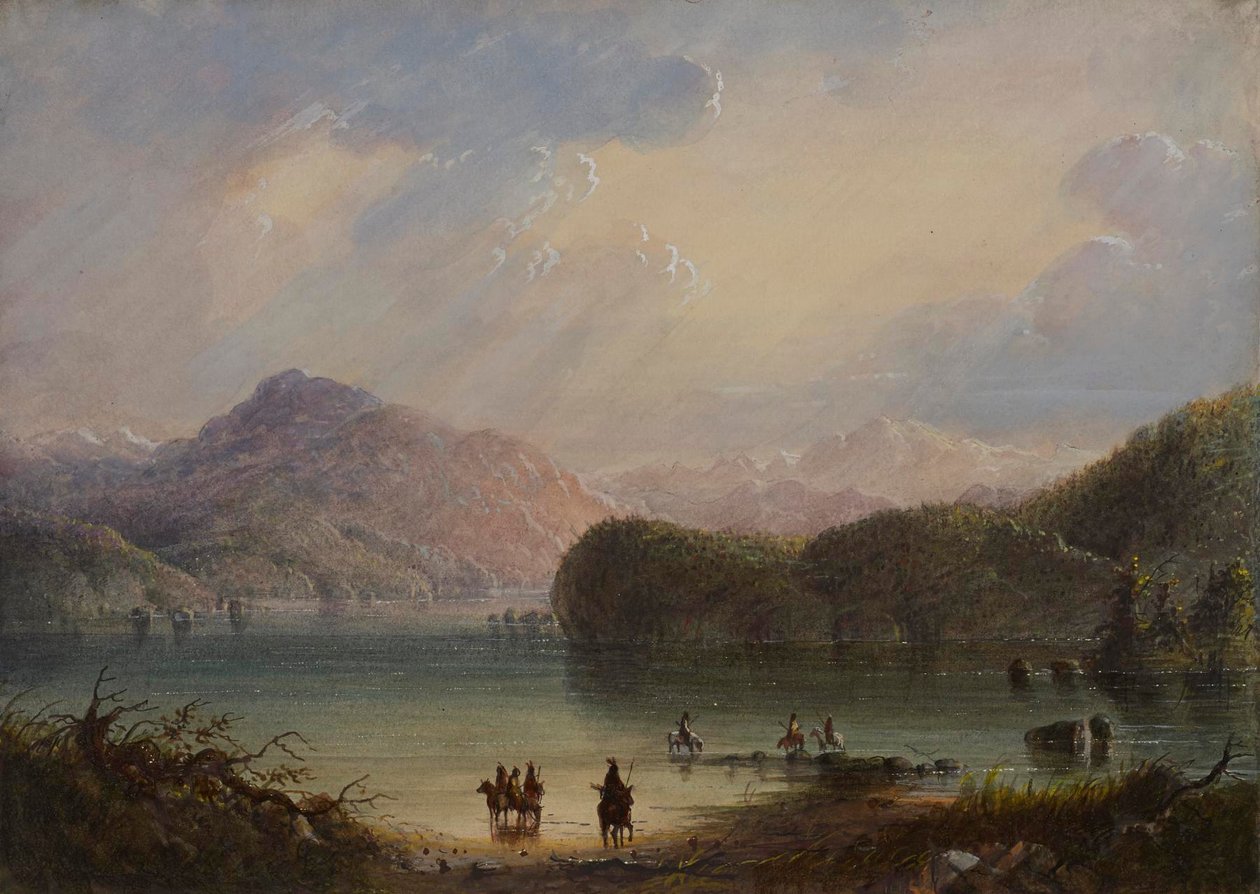 Scene ved innsjøen av Alfred Jacob Miller