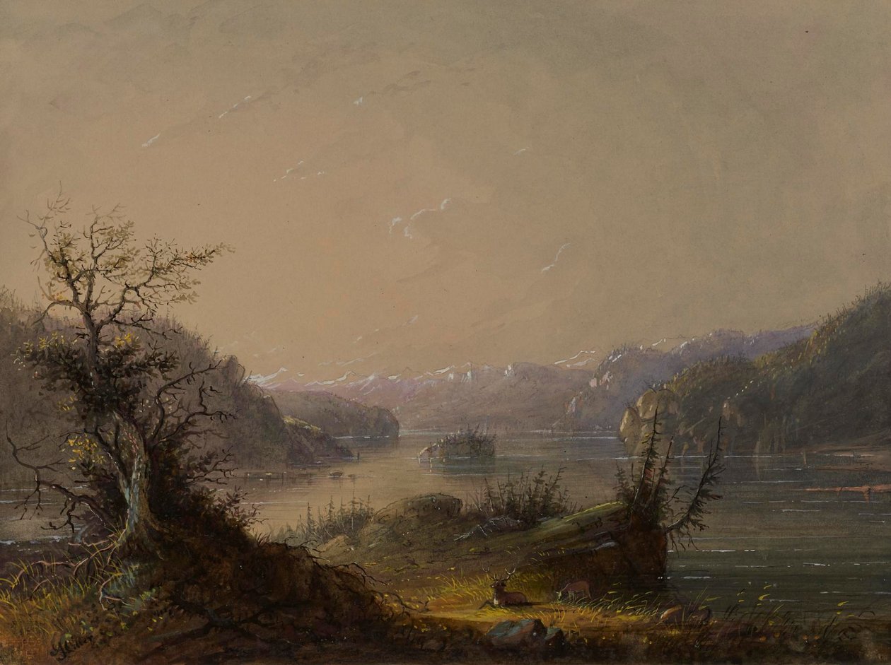 Innsjøscene av Alfred Jacob Miller