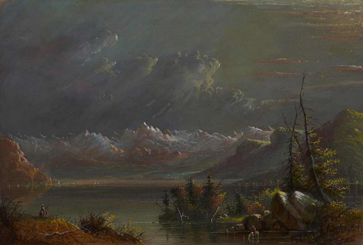 Innsjølandskap – Rocky Mountains av Alfred Jacob Miller