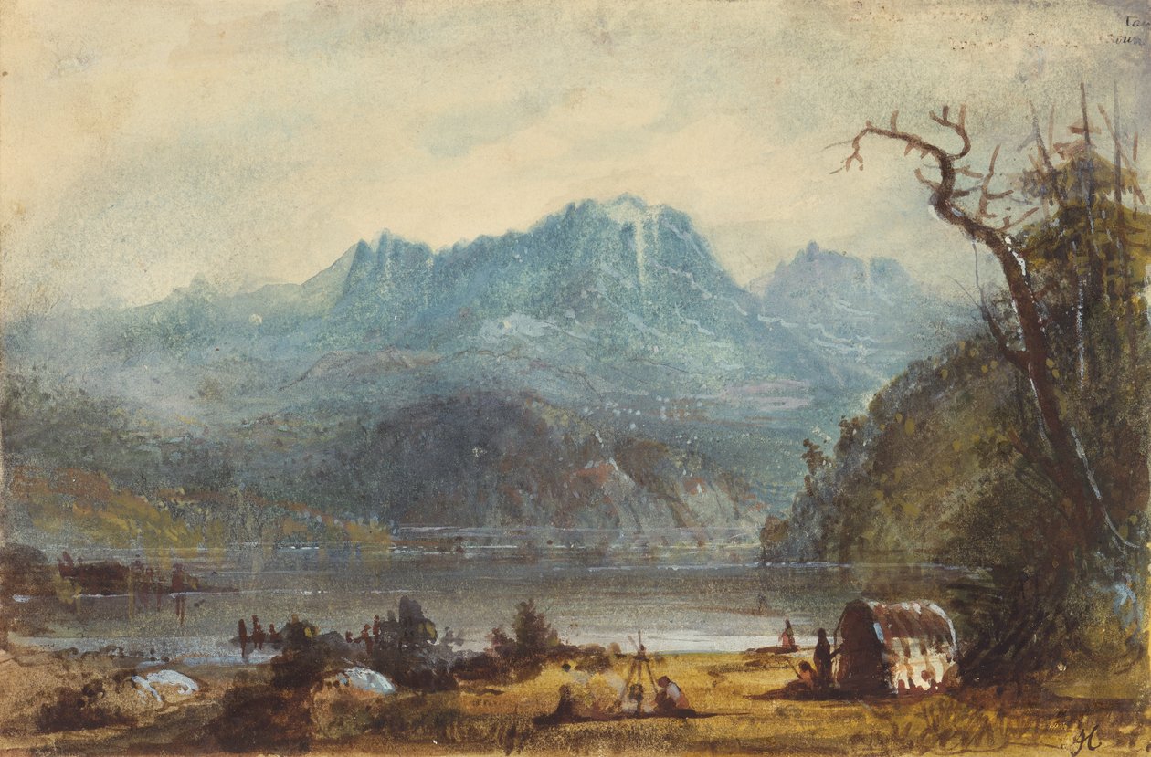 Lake Scene, Wild River Mountains, ca. 1837 (akvarell på papir) av Alfred Jacob Miller