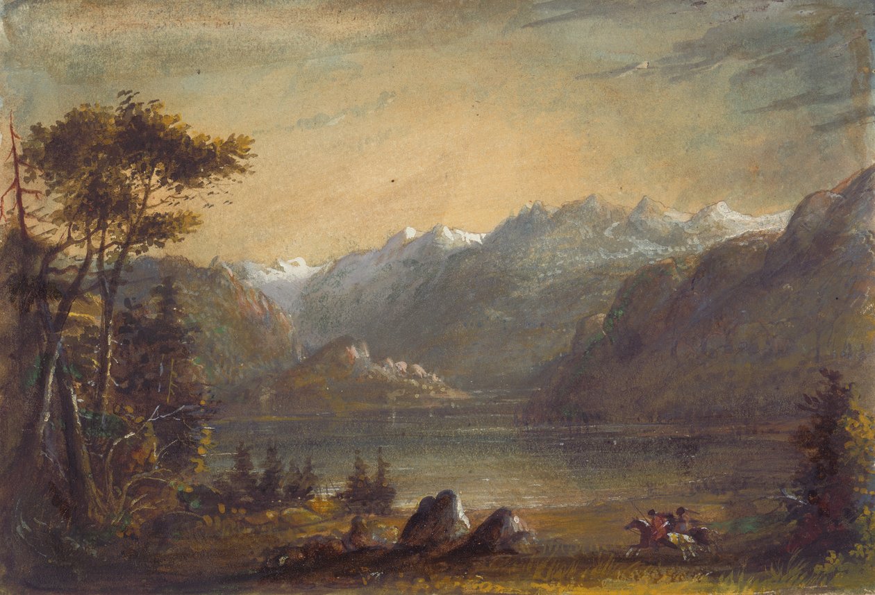Lake Scene, Wind River Mountains, ca. 1837 (akvarell og gouache på papir) av Alfred Jacob Miller