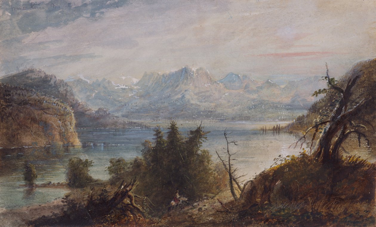 Lake, Wind River Chain of Mountains, ca. 1837 (akvarell på papir) av Alfred Jacob Miller