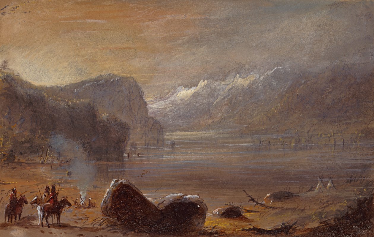 Lake, Wind River Range, ca. 1837 (blyant, akvarell og gouache på papir) av Alfred Jacob Miller