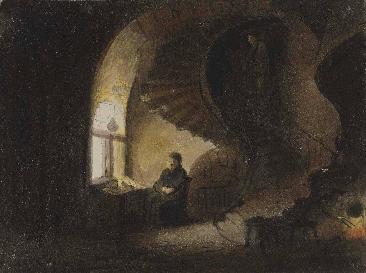 Mann sittende ved et vindu av Alfred Jacob Miller