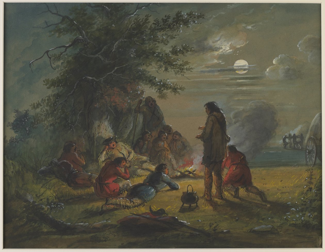 Måneskinn – Leirscene av Alfred Jacob Miller