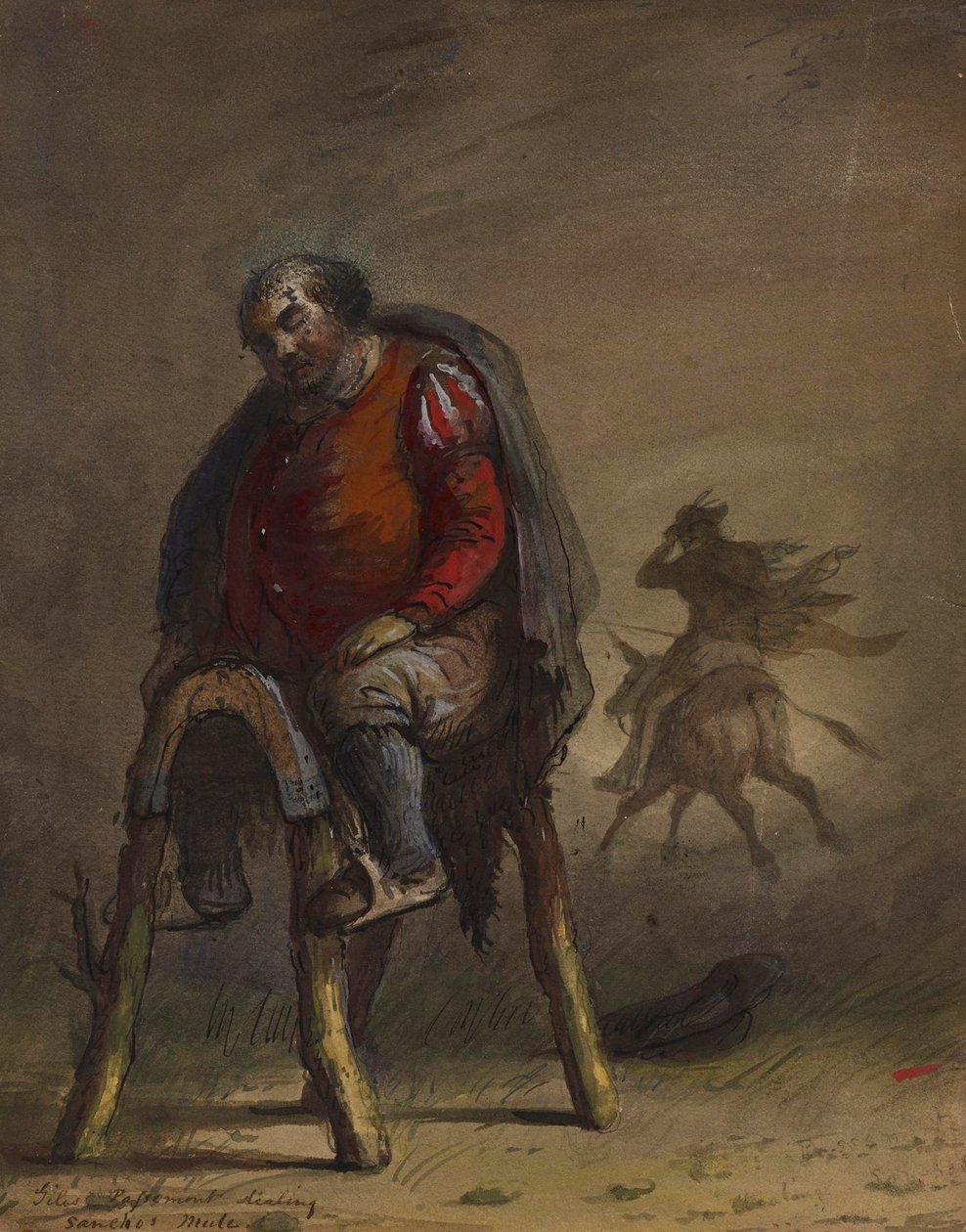 Passemont stjeler Sanchos muldyr (fra M. de Cervantes, Don Quijote) av Alfred Jacob Miller
