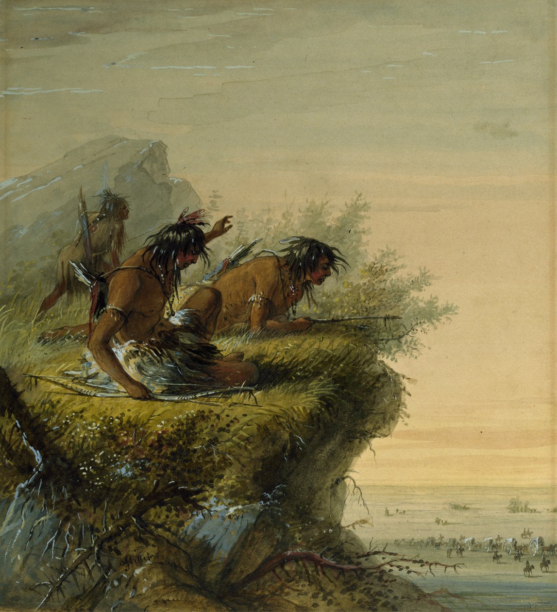 Pawneeindianere som ser på karavanen av Alfred Jacob Miller