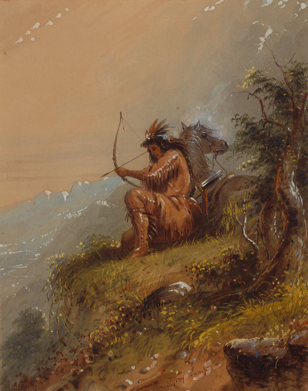 Pawnee Supplying Camp, ca. 1837 (akvarell på papir) av Alfred Jacob Miller