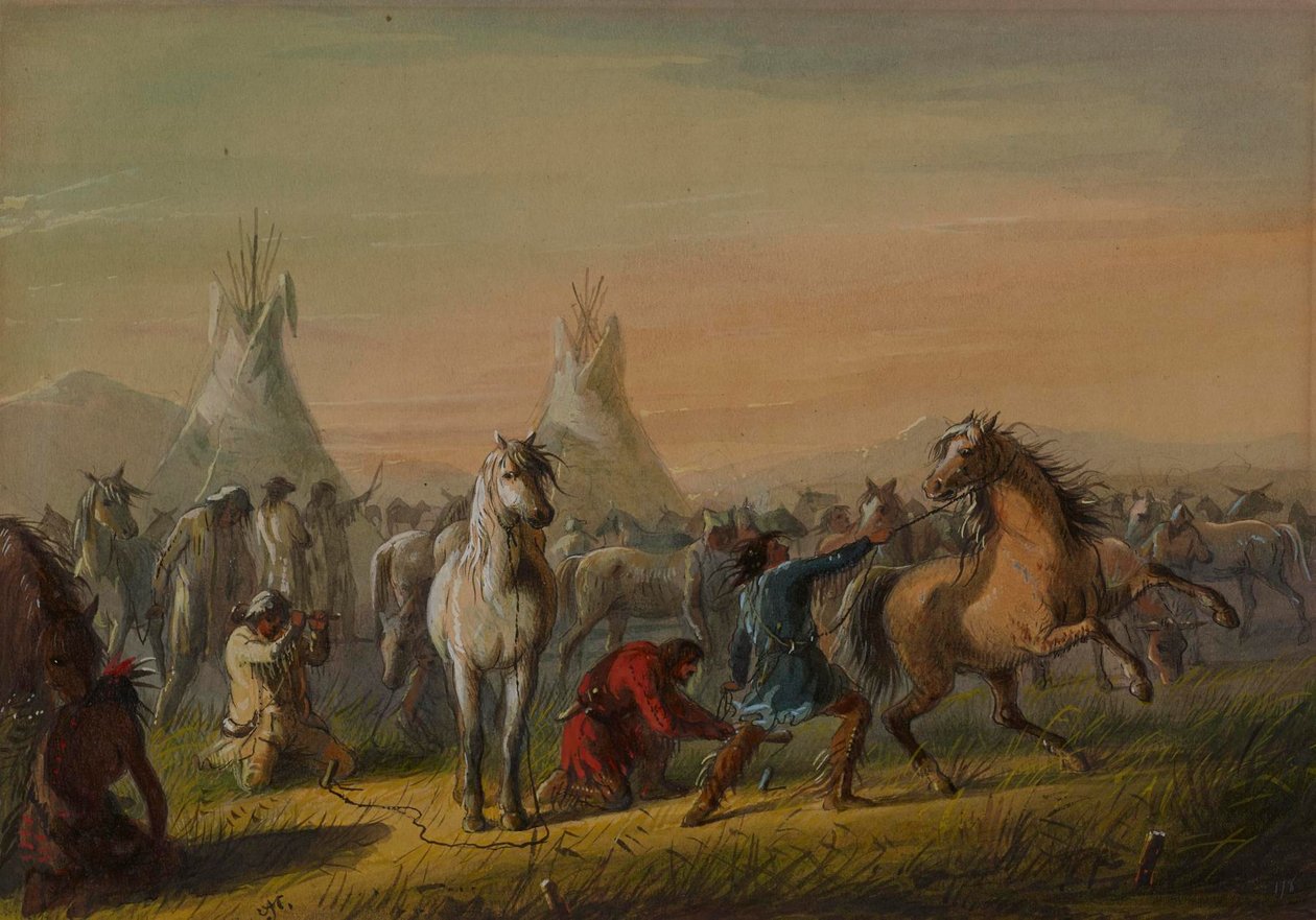 Hester som står i bånd av Alfred Jacob Miller