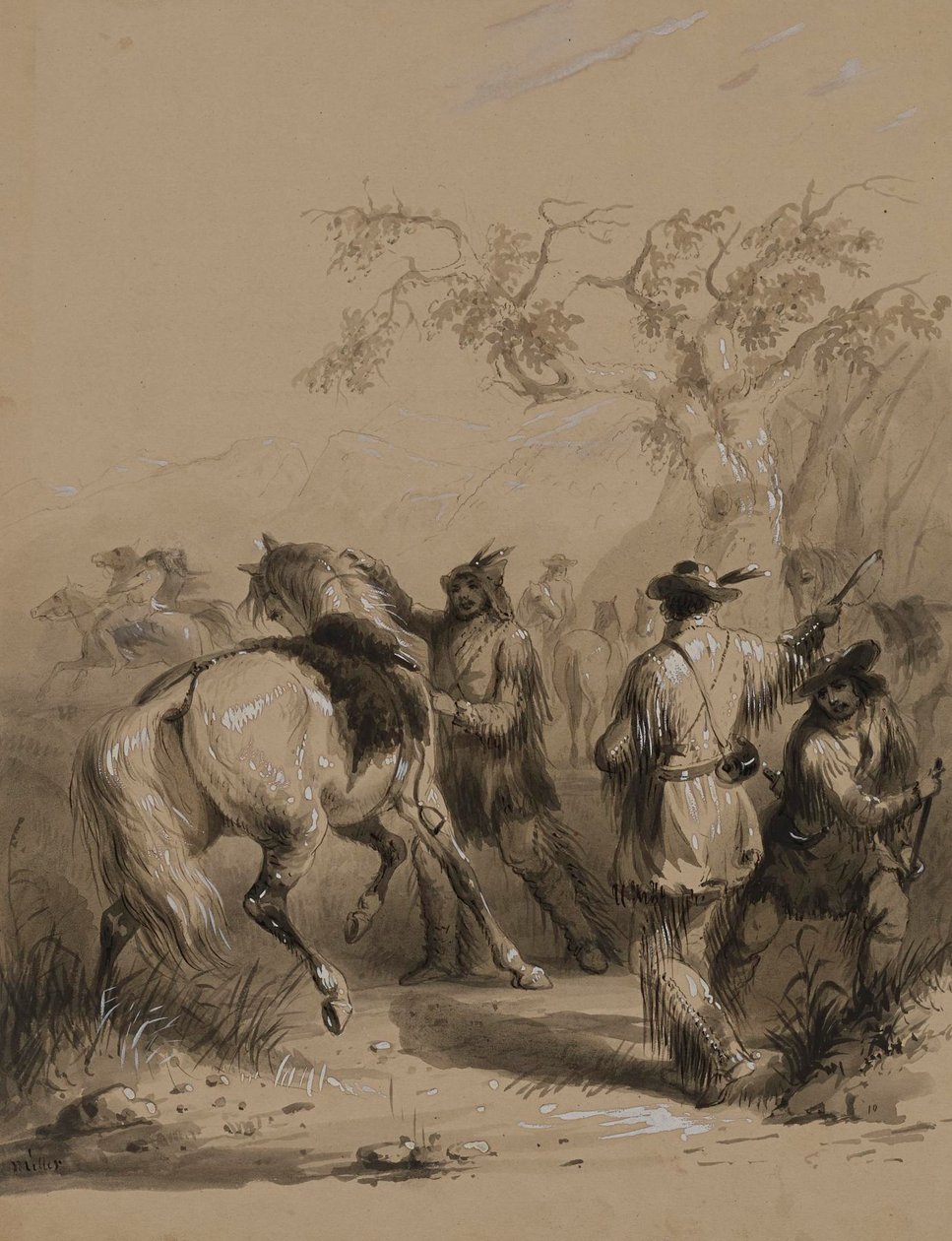 Forberedelser til en bisonjakt av Alfred Jacob Miller