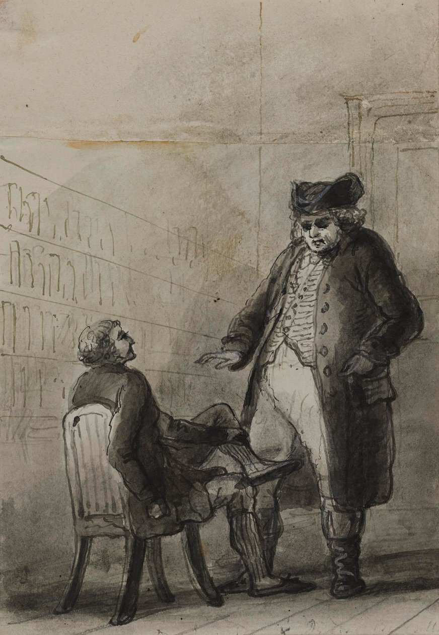 Samuel Johnson og Thomas Davies i en bokhandel (fra James Boswell, *Life of Samuel Johnson*, 1791) av Alfred Jacob Miller