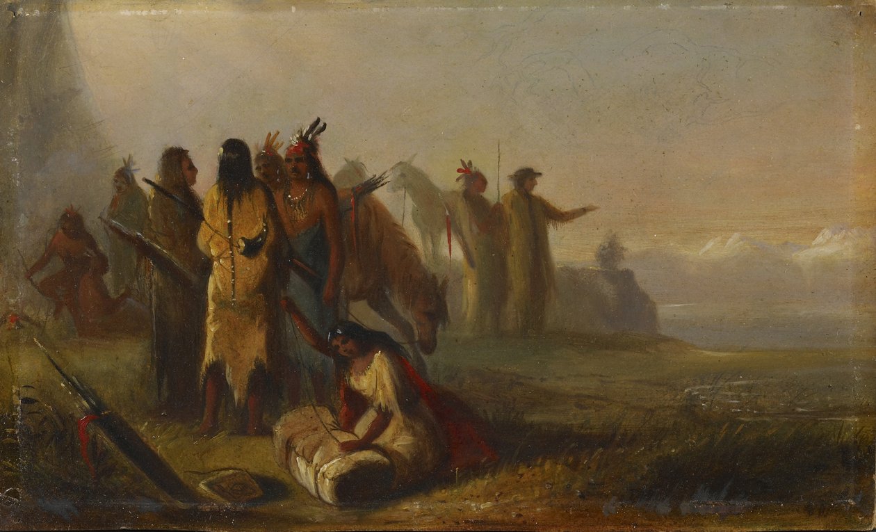 Scene med pelsjegere og indianere av Alfred Jacob Miller