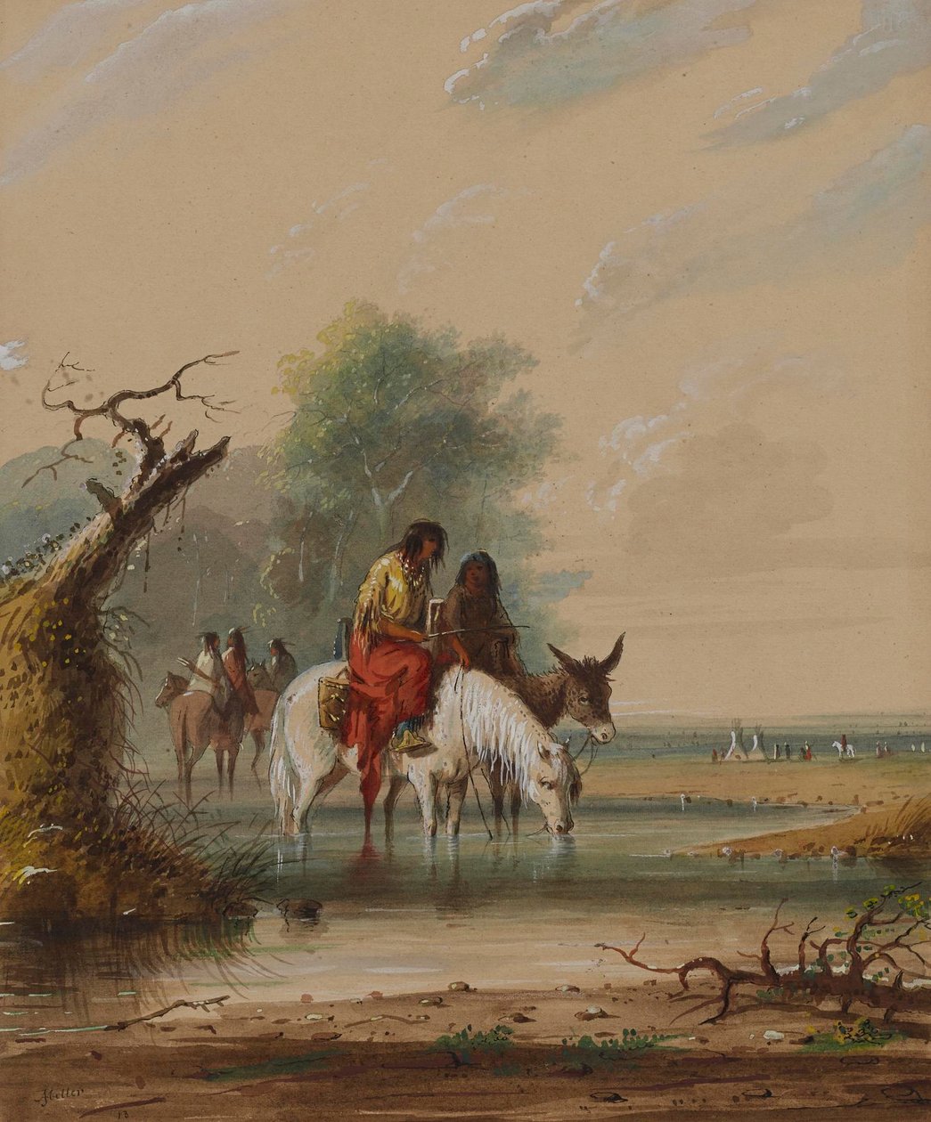 Scene ved elven «Big Sandy» av Alfred Jacob Miller