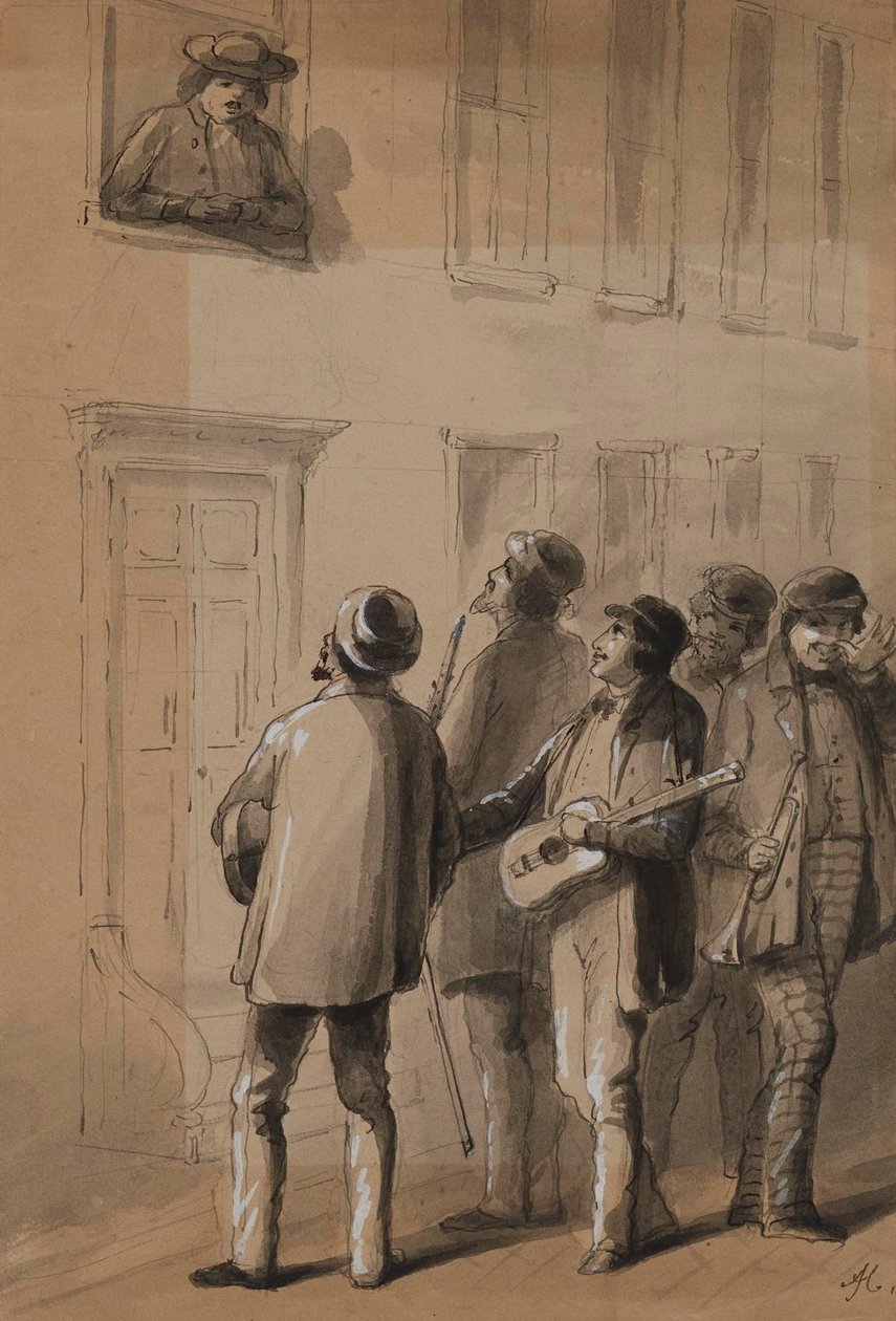 Serenadesangere under feil vindu av Alfred Jacob Miller