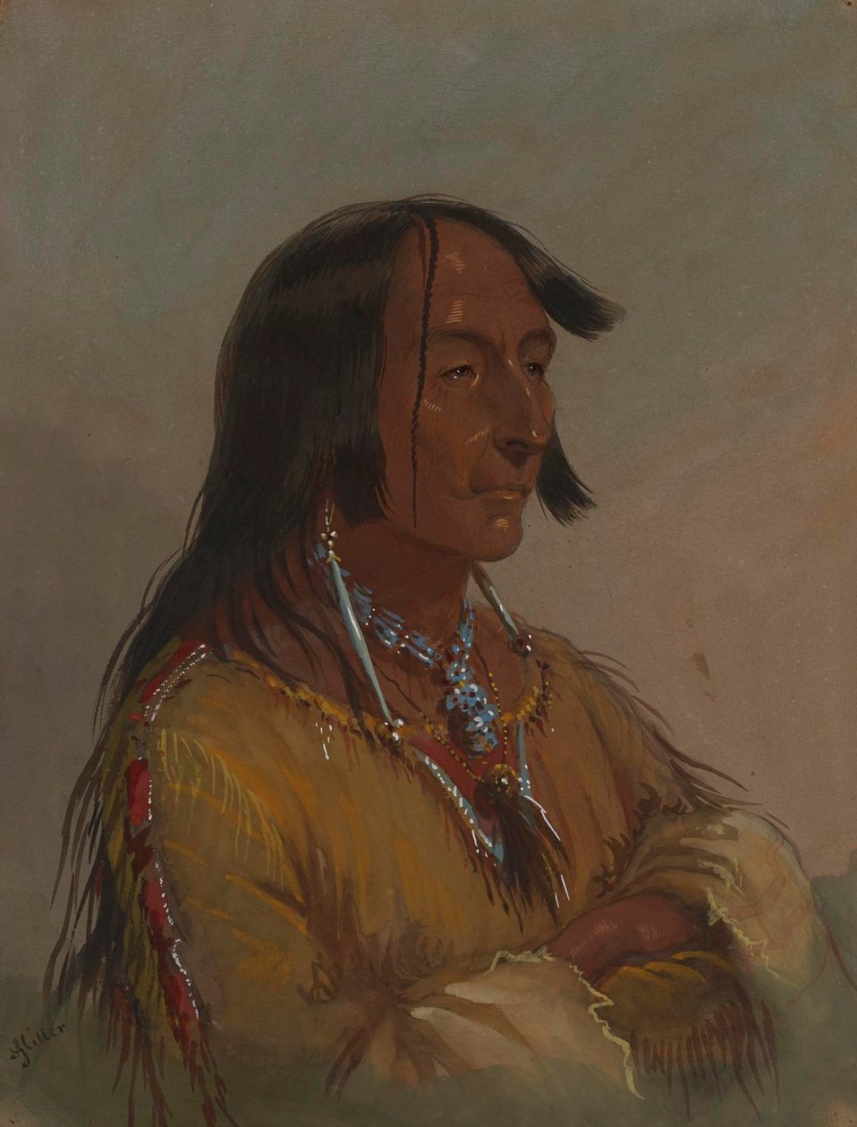 Shim-a-co-che, høvding for Crow-stammen av Alfred Jacob Miller