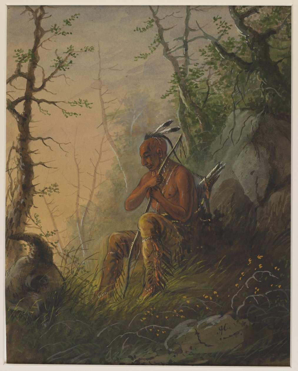 En sioux-indianer ved en grav av Alfred Jacob Miller