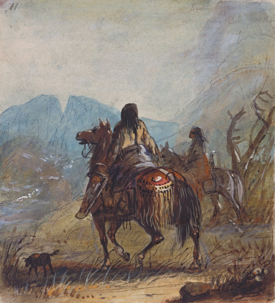 Sioux Women, Cut Rocks in the Distance, ca. 1837 (blyant, akvarell og gouache på papir) av Alfred Jacob Miller