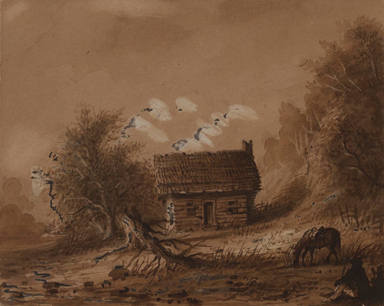 Liten trehytte av Alfred Jacob Miller