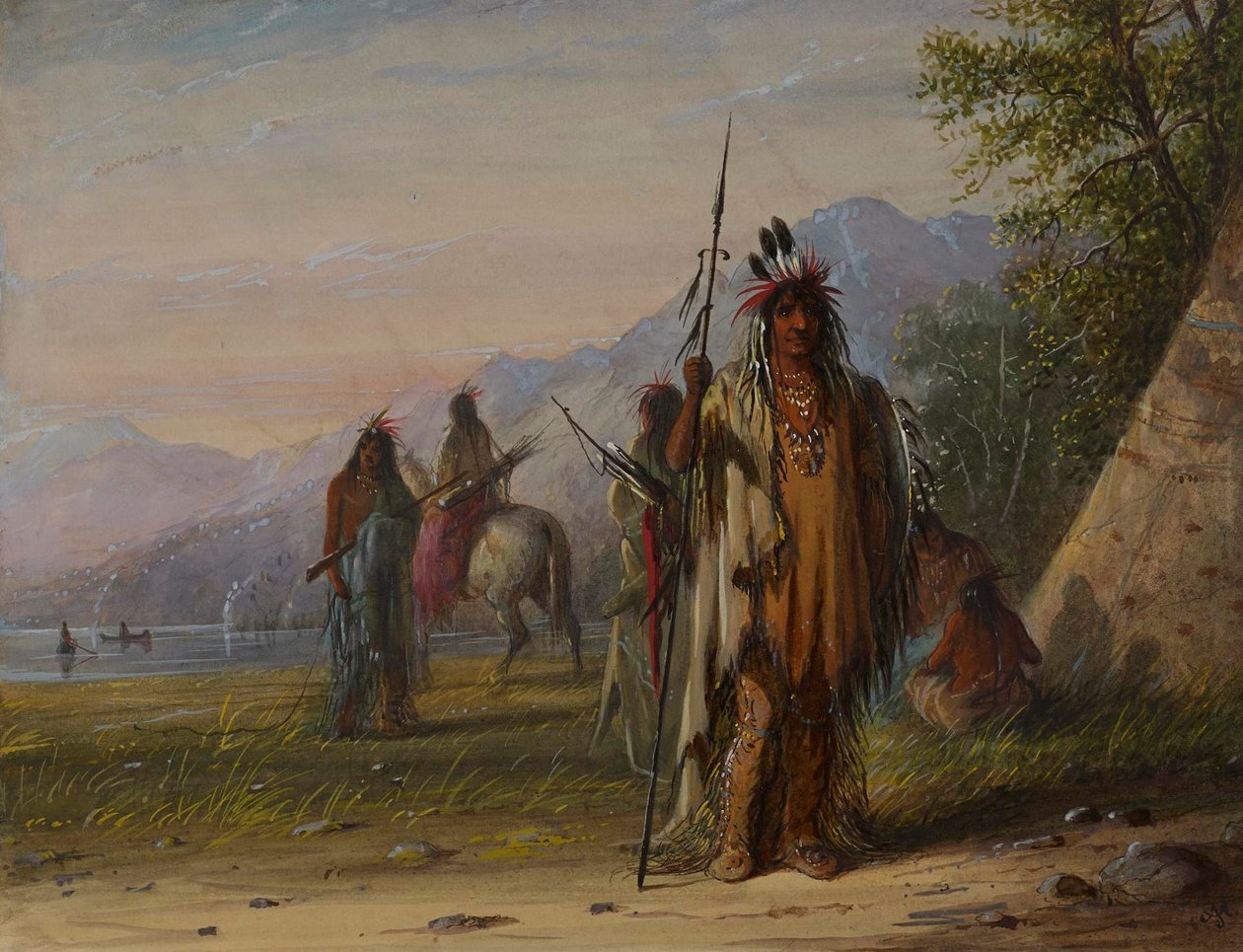 Leir for Snake-indianere av Alfred Jacob Miller