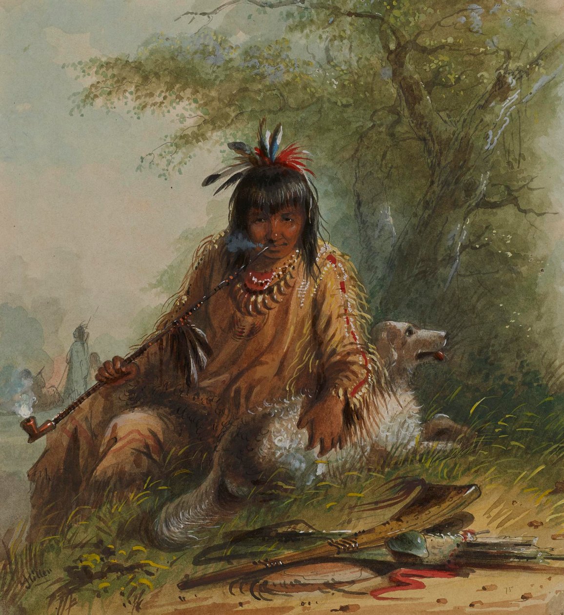 Snake-indianeren og hunden hans av Alfred Jacob Miller
