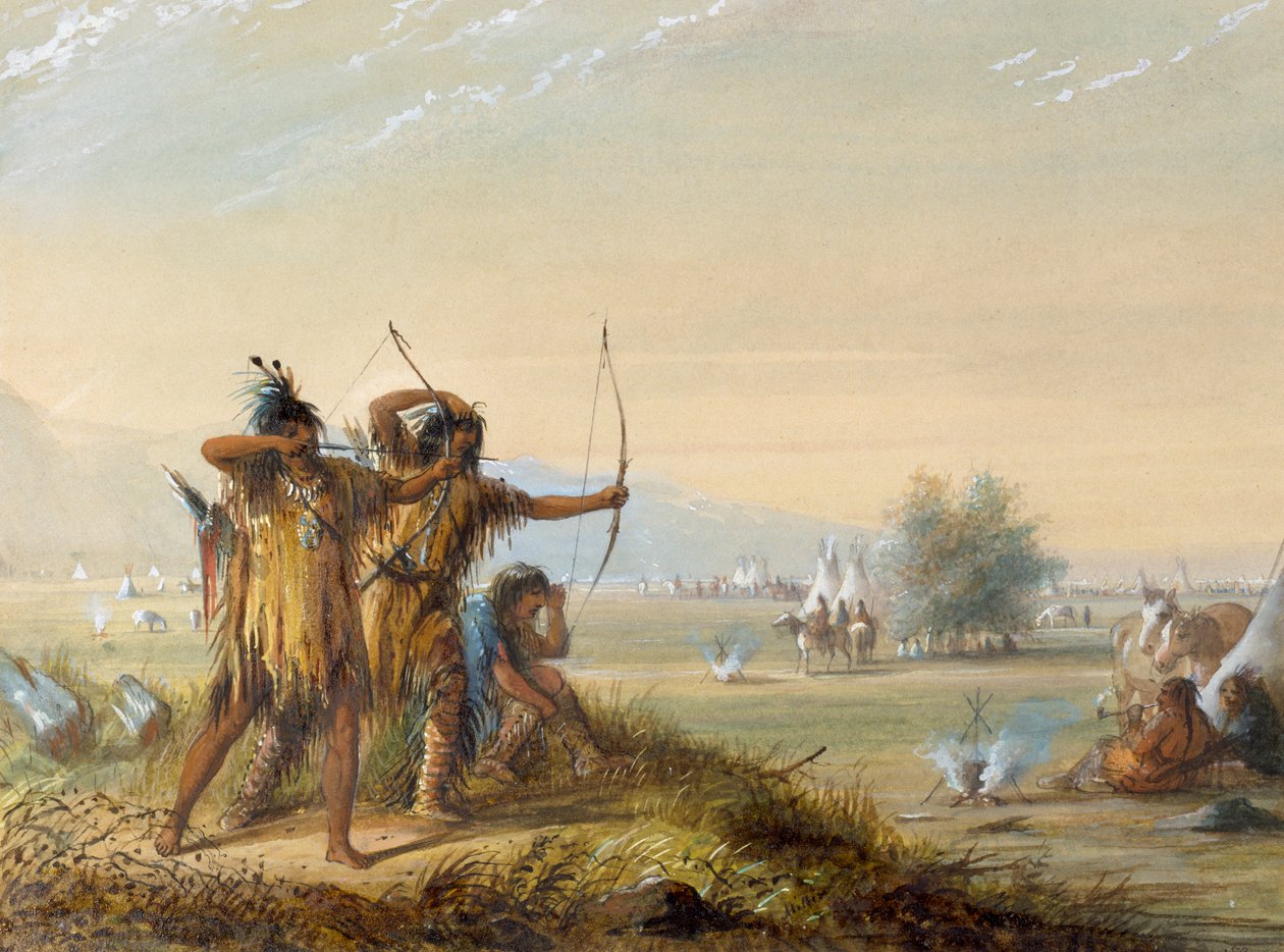 Snake-indianere - Testing av buer av Alfred Jacob Miller