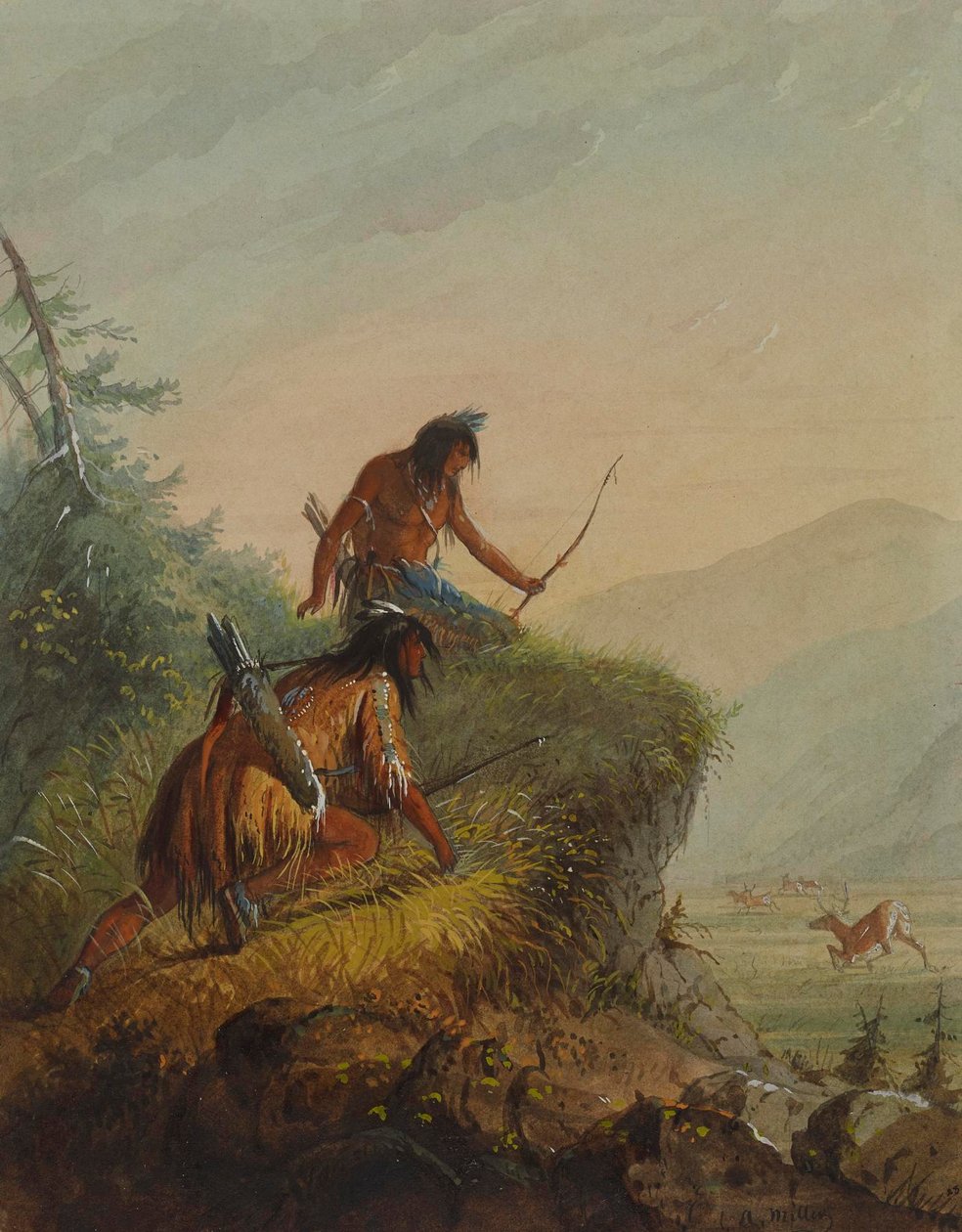 Snake-indianere på elgjakt av Alfred Jacob Miller