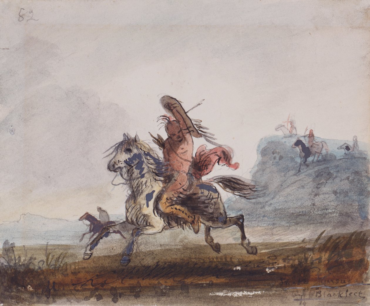 Snakes Pursued by Blackfeet, ca. 1837 (akvarell på papir) av Alfred Jacob Miller