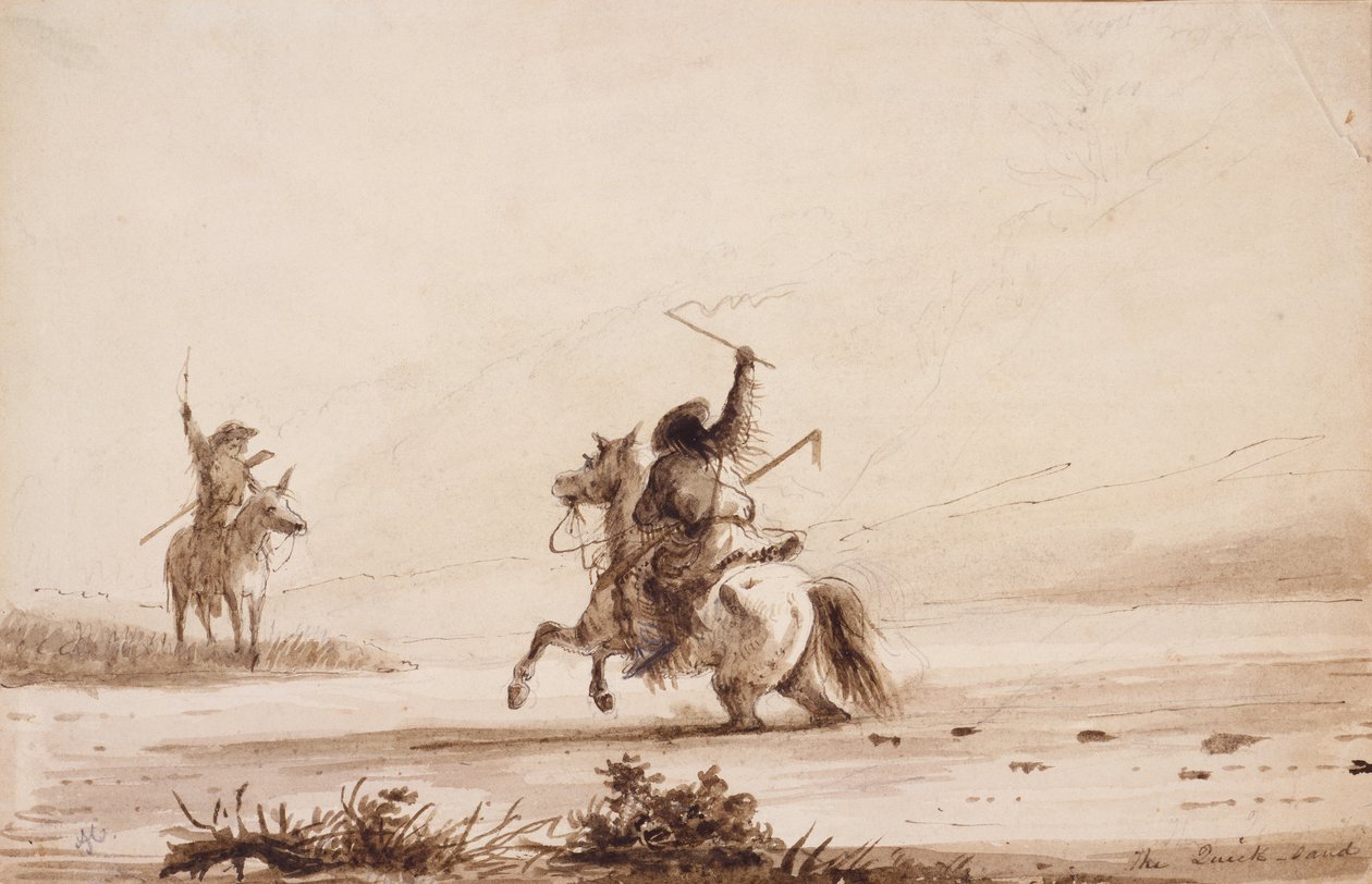 Sliter seg gjennom kvikksanden av Alfred Jacob Miller