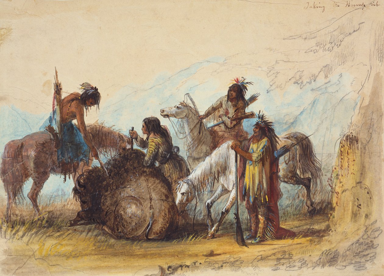 Taking the Hump Rib, ca. 1858 (blyant, akvarell og gouache på papir) av Alfred Jacob Miller