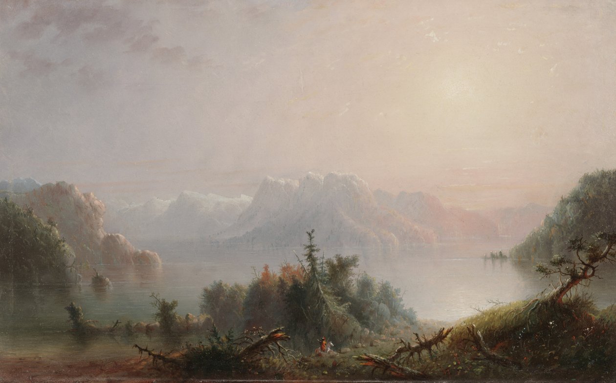 The Lake Her Lone Bosom Expands to the Sky, ca. 1850 (olje på panel) av Alfred Jacob Miller