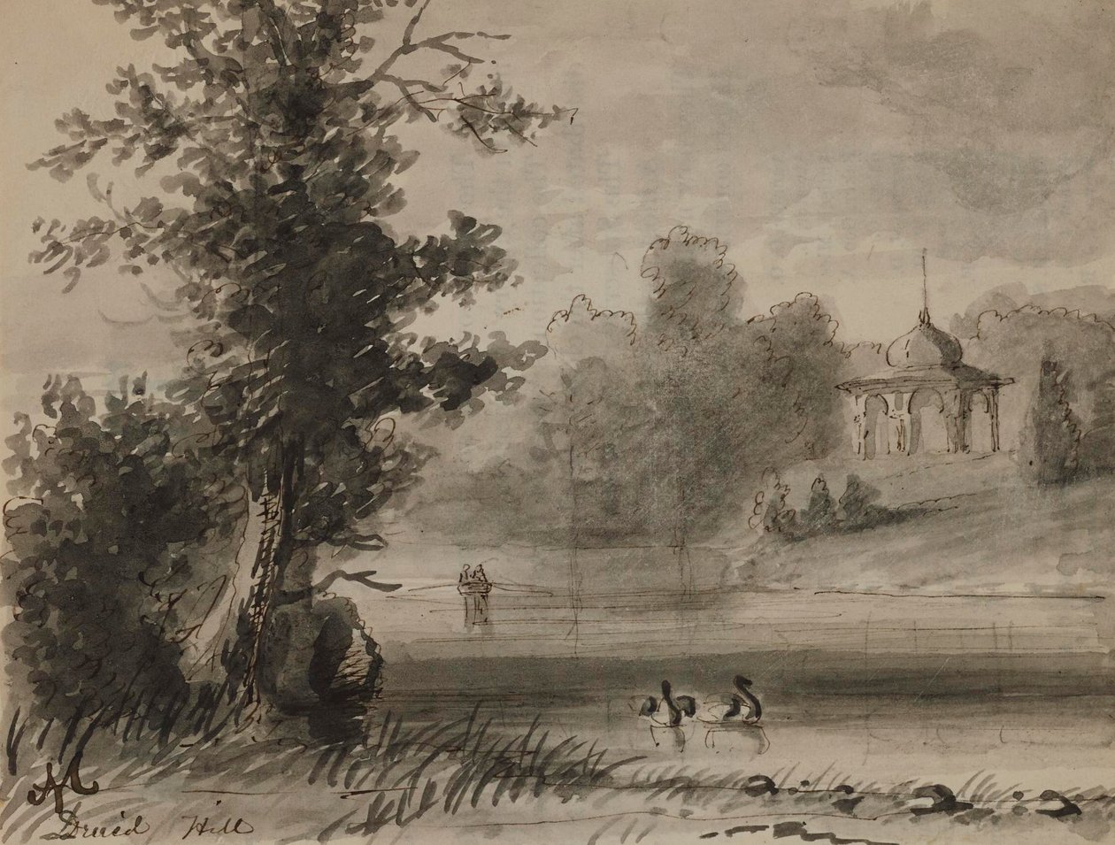 Utsikt over innsjøen i Druid Hill Park av Alfred Jacob Miller