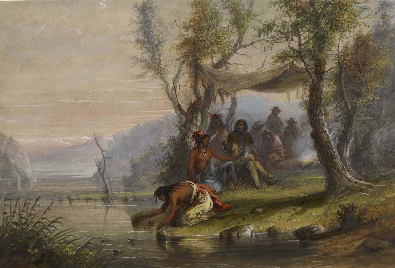 Besøk i en indianerleir av Alfred Jacob Miller