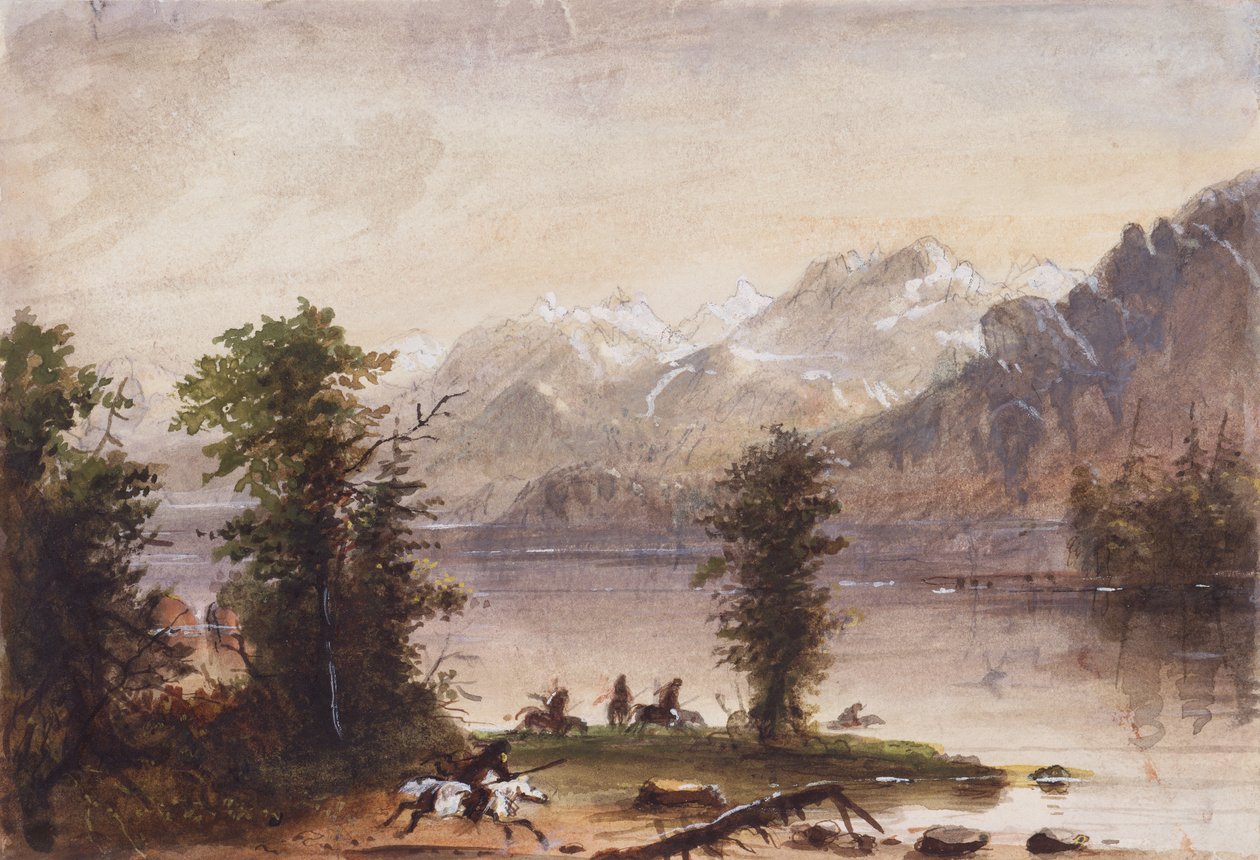 Wind River Mountains, ca. 1837 (blyant, akvarell og gouache på papir) av Alfred Jacob Miller