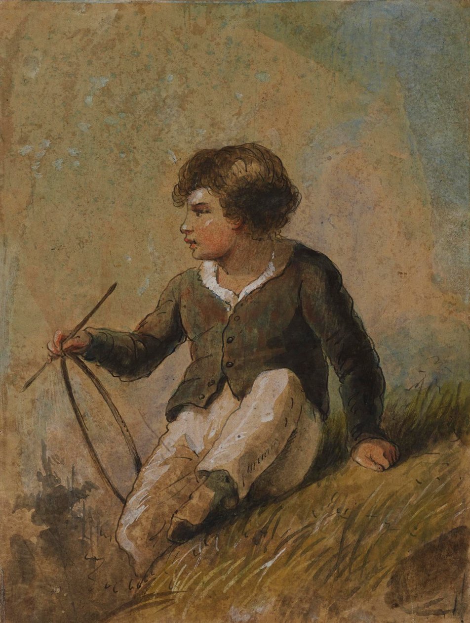 Ung gutt med ring og pinne av Alfred Jacob Miller