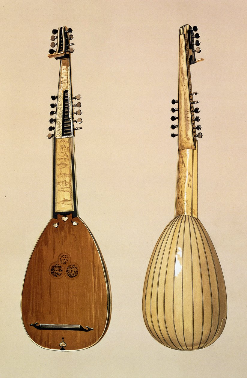 Theorbo, laget av Giovanni Krebar, Padua, 1629, fra 