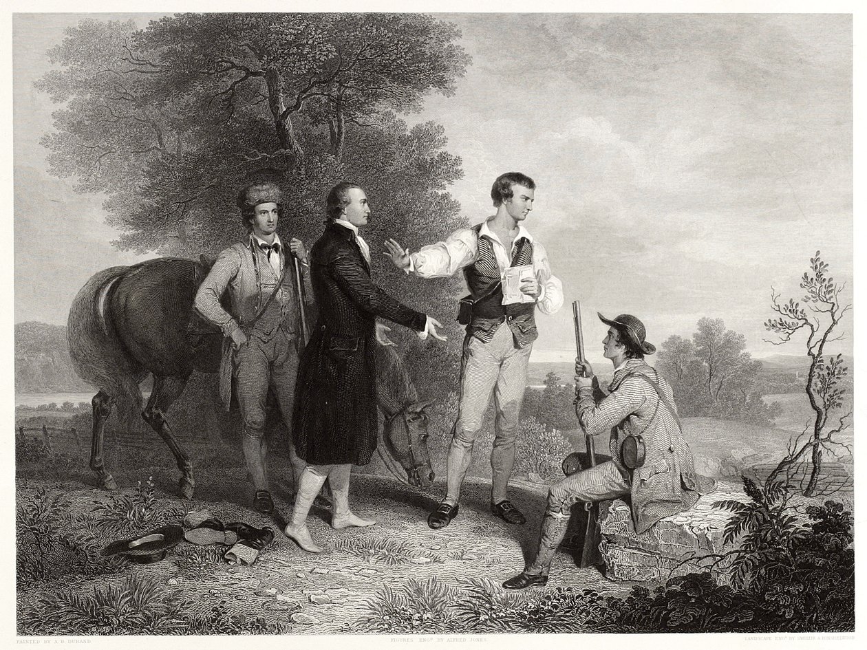 Fangsten av major Andre, etter Asher B. Durand, ca. 1846 (gravering) av Alfred Jones