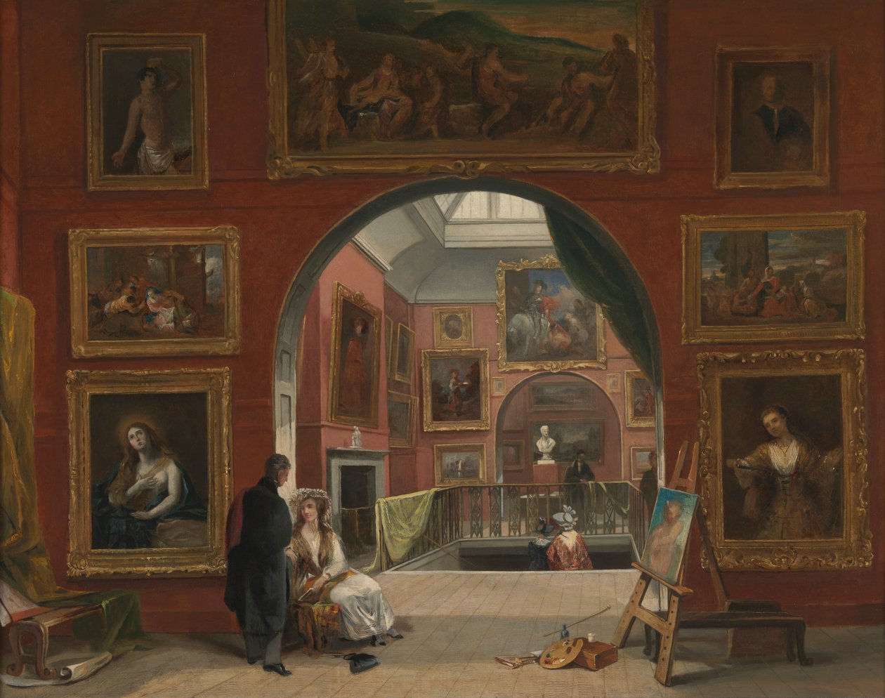 Interiør av den britiske institusjonen (Old Master Exhibition, sommeren 1832) av Alfred Joseph Woolmer