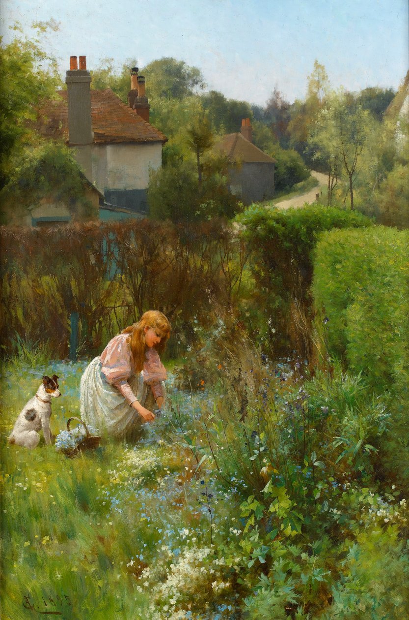 Plukke ville blomster i hekken, 1895 av Alfred, Jr. Glendening
