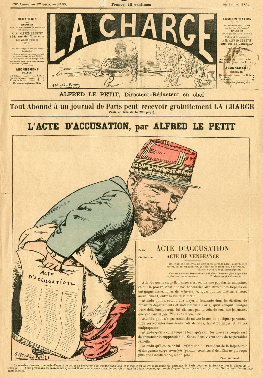 Omslag til "" The Charge (1888)"", Satirical in Colors av Alfred Le Petit