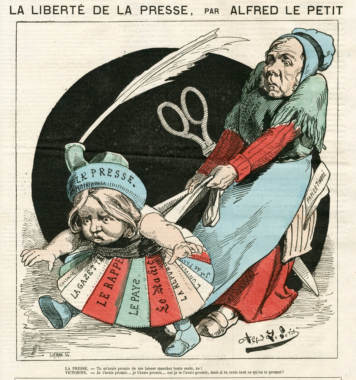Cover av "Le Grelot", satirisk i farger av Alfred Le Petit