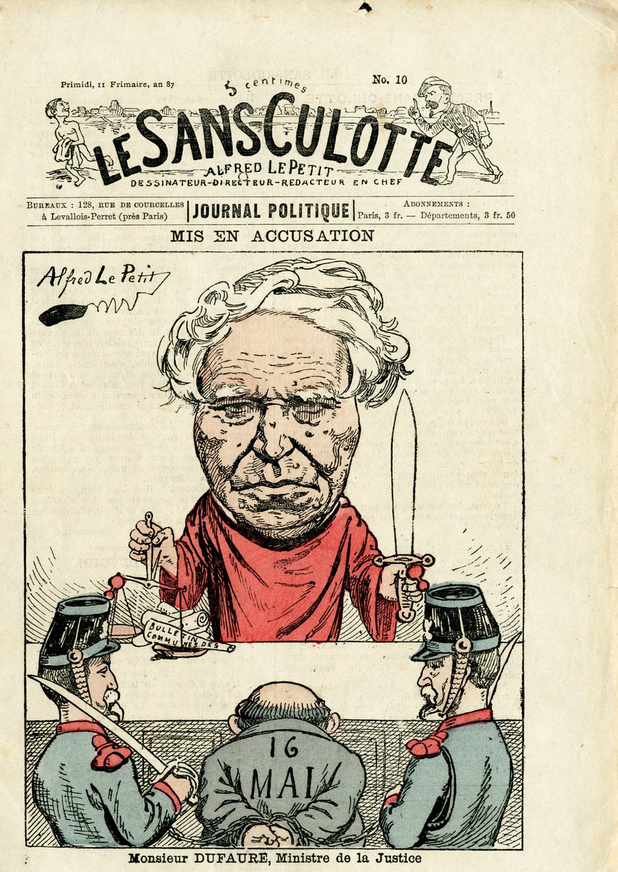 Omslag til “”Le Sans-Panlotte””, nummer 10, satirisk i farger av Alfred Le Petit