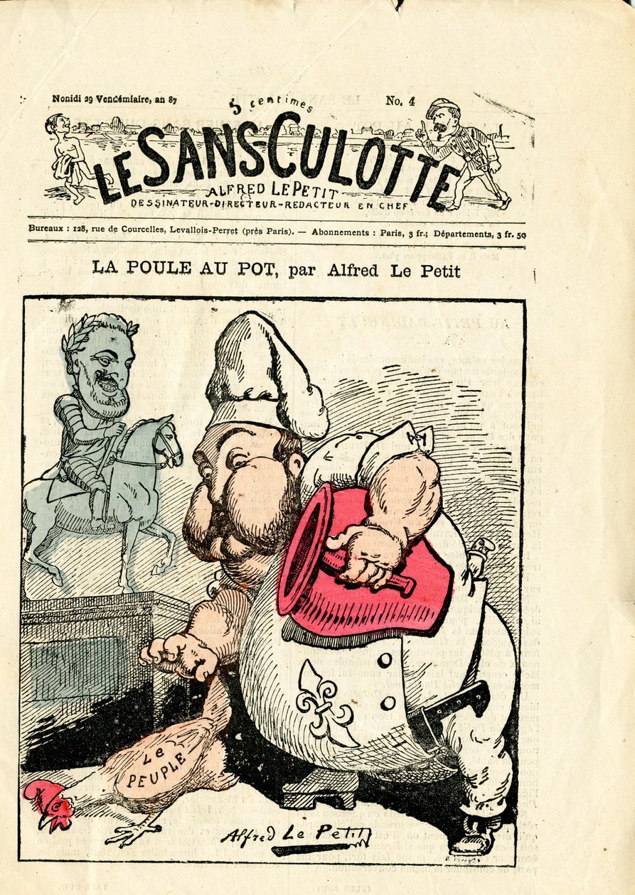 Omslag til “”Le Sans-Panlotte””, nummer 4, Satirical in Colors av Alfred Le Petit